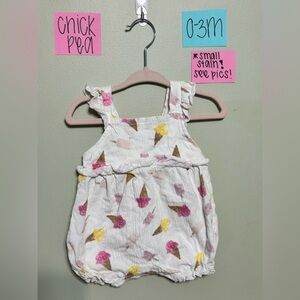NWOT Chick Pea Ice Cream Patterned Infant Romper, 0-3M